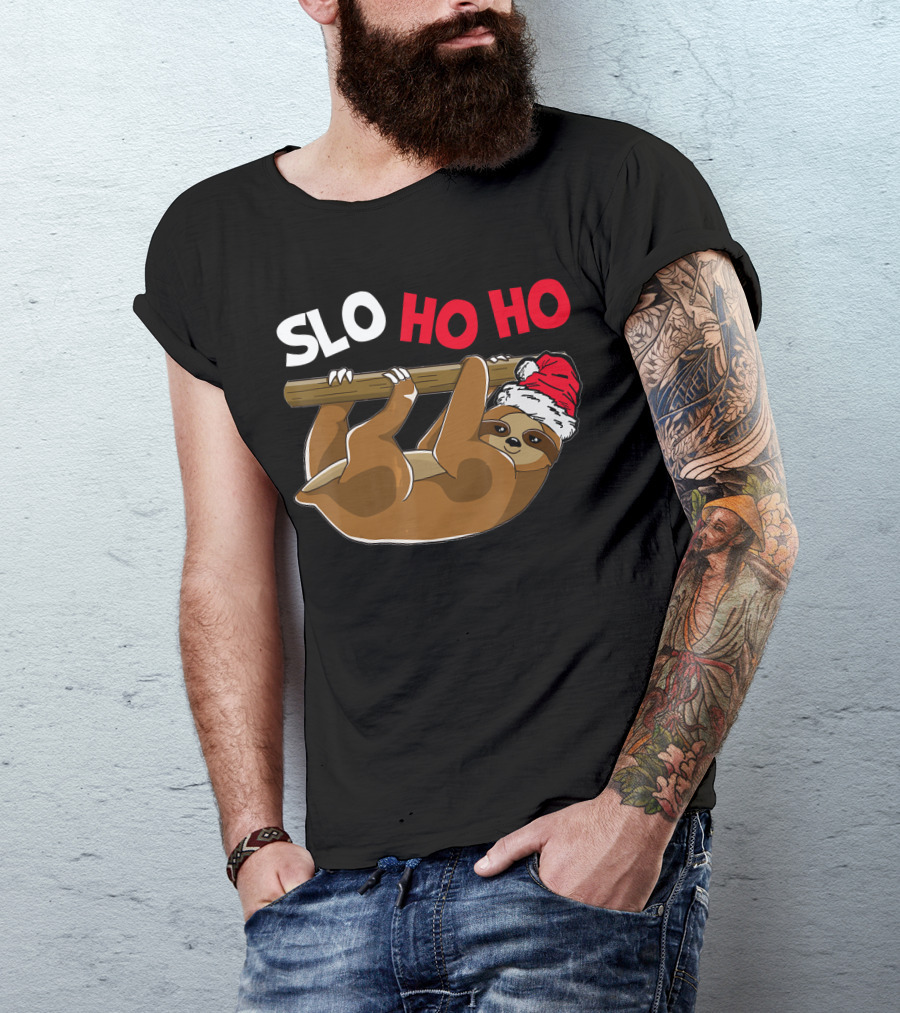 Slo Ho Ho Christmas Funny Sloth Lover T-Shirt