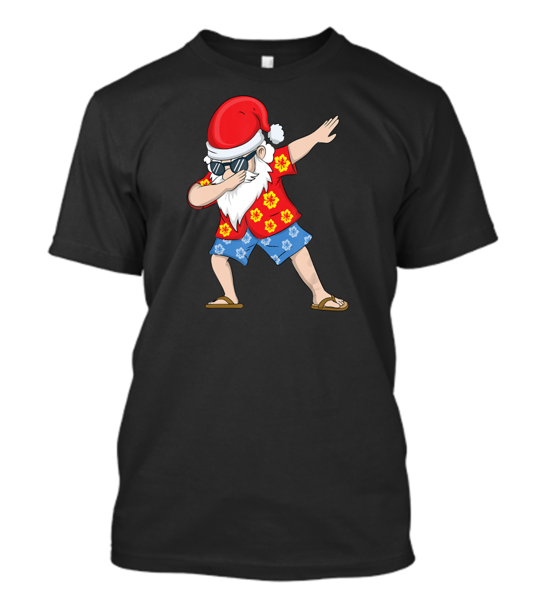 Christmas In July Hawaiian Dabbing Santa Summer Holiday T-Shirt
