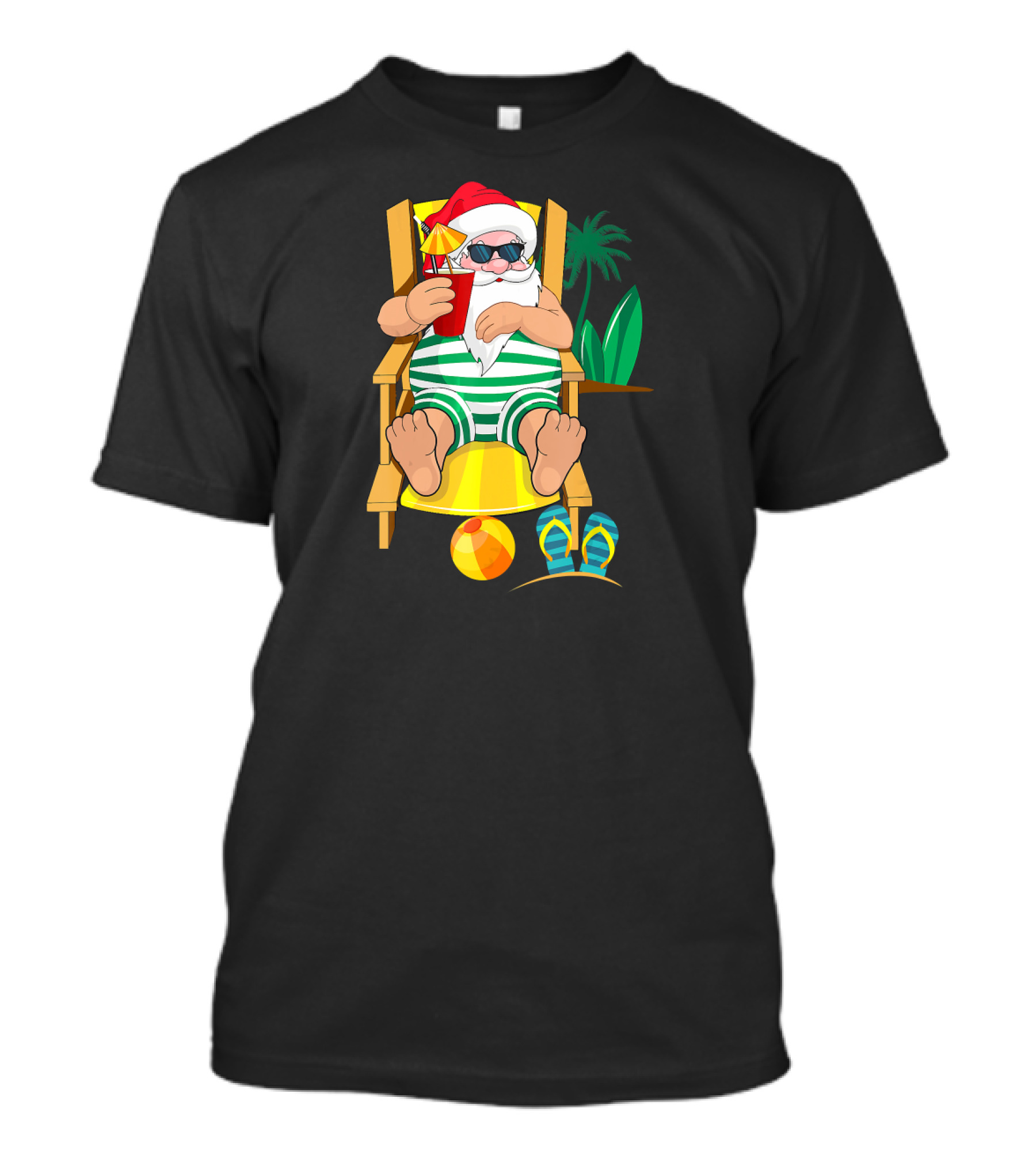 Christmas In July Santa Beach Hawaii Summer Fun T-Shirt