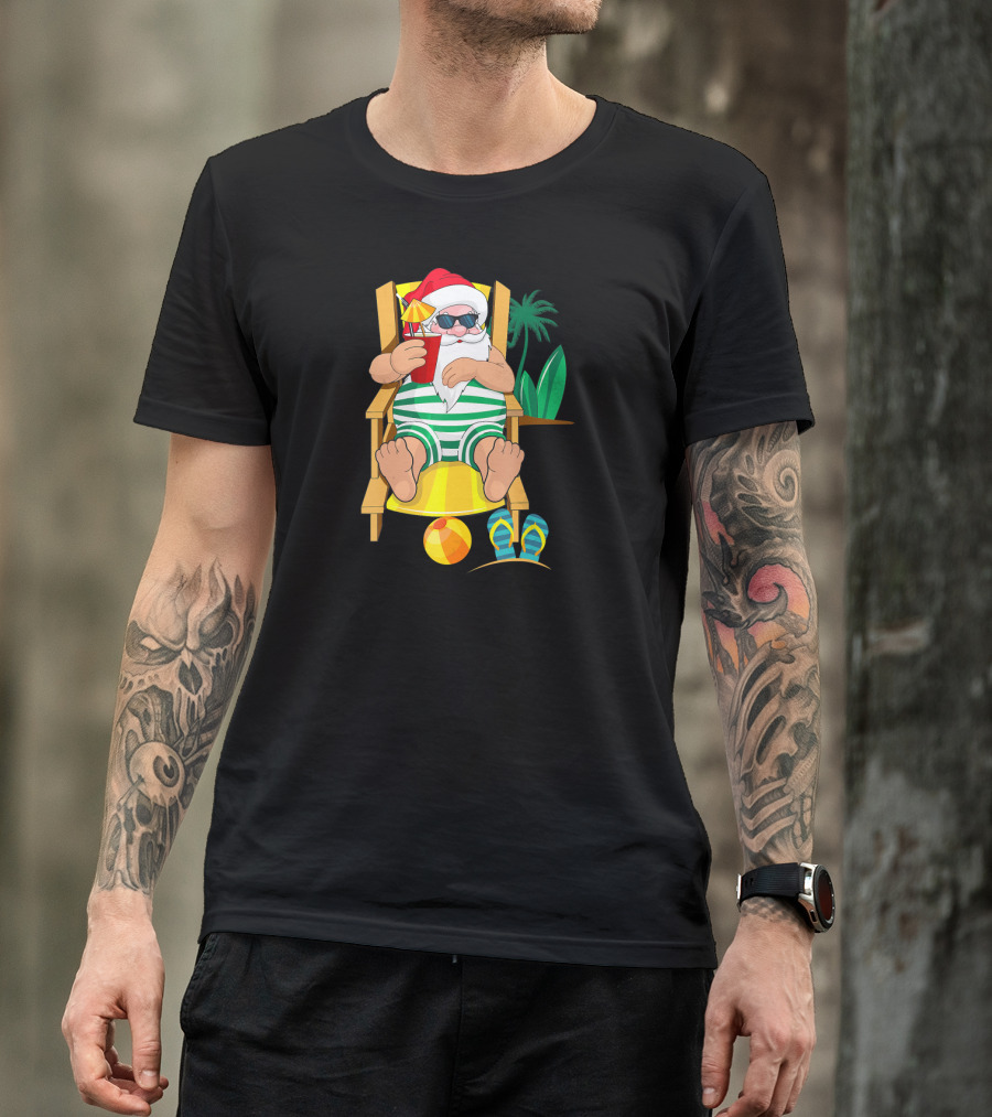 Christmas In July Santa Beach Hawaii Summer Fun T-Shirt