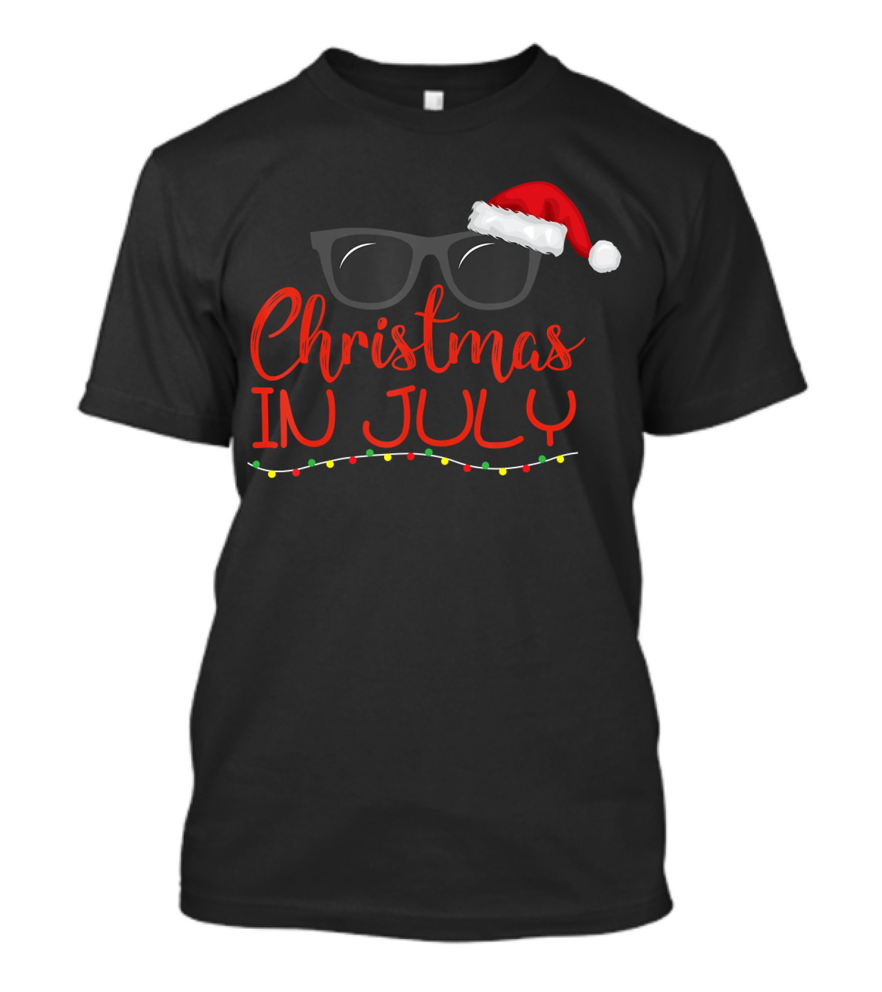 Christmas In July Santa Claus Hat Sunglasses Holiday T-Shirt