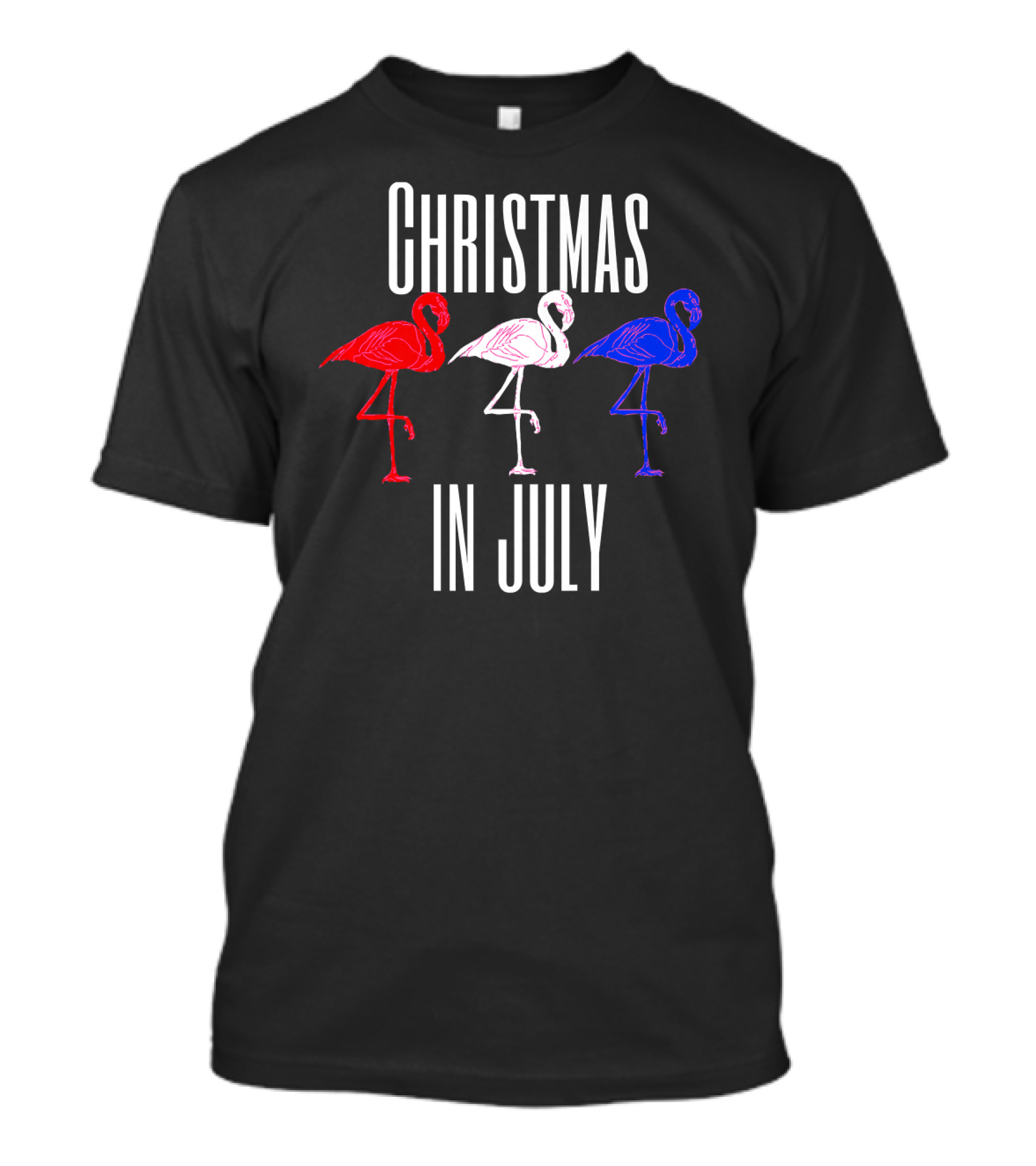 Christmas In July Funny Flamingos 4th Of July T-Shirt