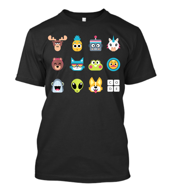 Code.org Premium Cute Animal Robot Alien Emoji Collection T-Shirt