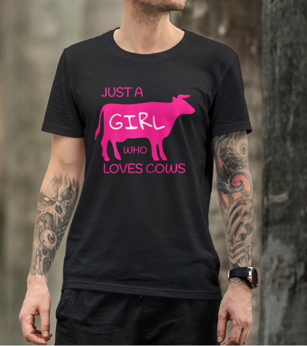 Just A Girl Who Loves Cows Pink Cow T-Shirt