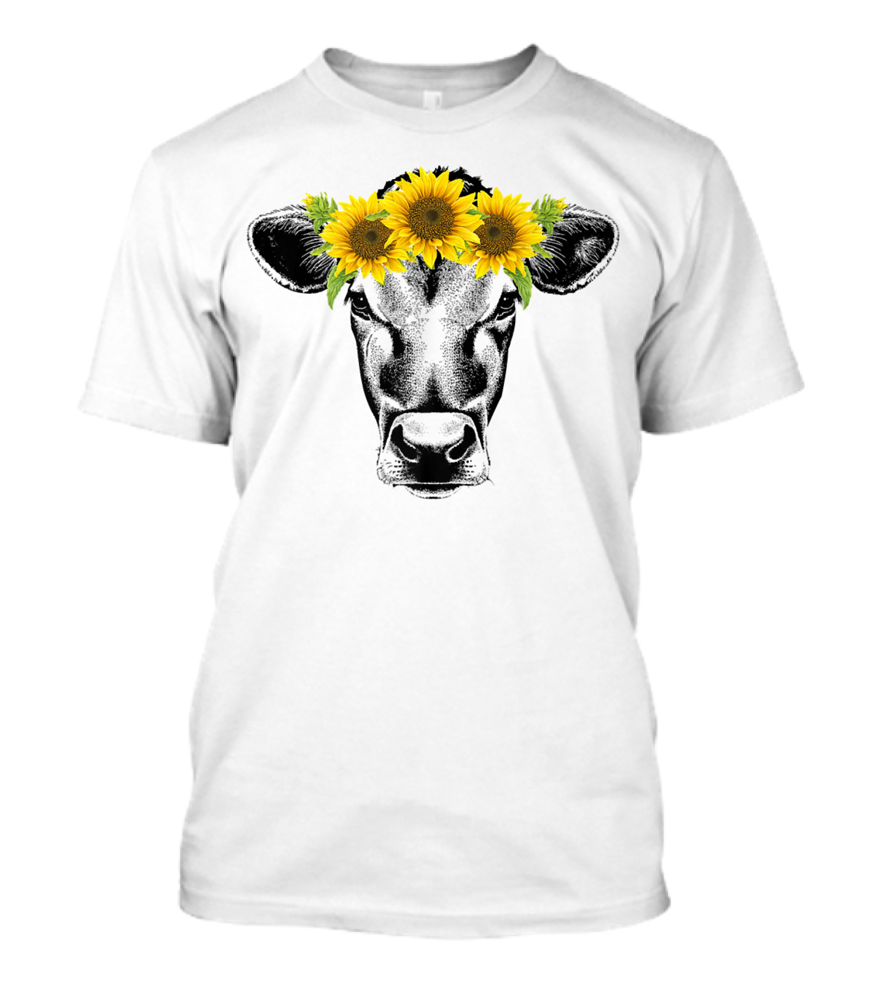 Cow With Sunflower Crown Awesome T-Shirt
