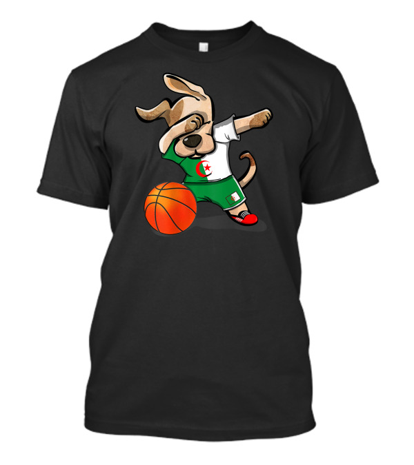 Dog Dabbing Algeria Basketball Jersey Algeria Flag Basketball T-Shirt