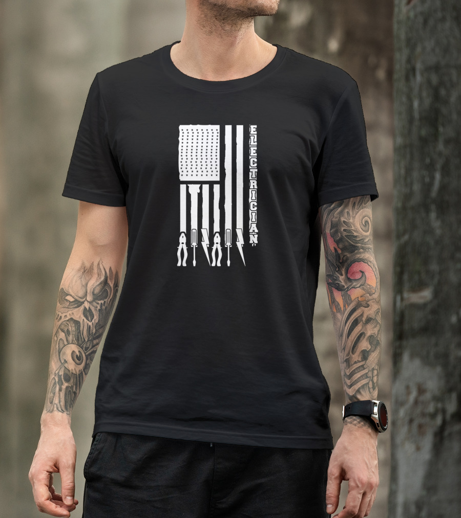 Electrician American Flag Tools T-Shirt