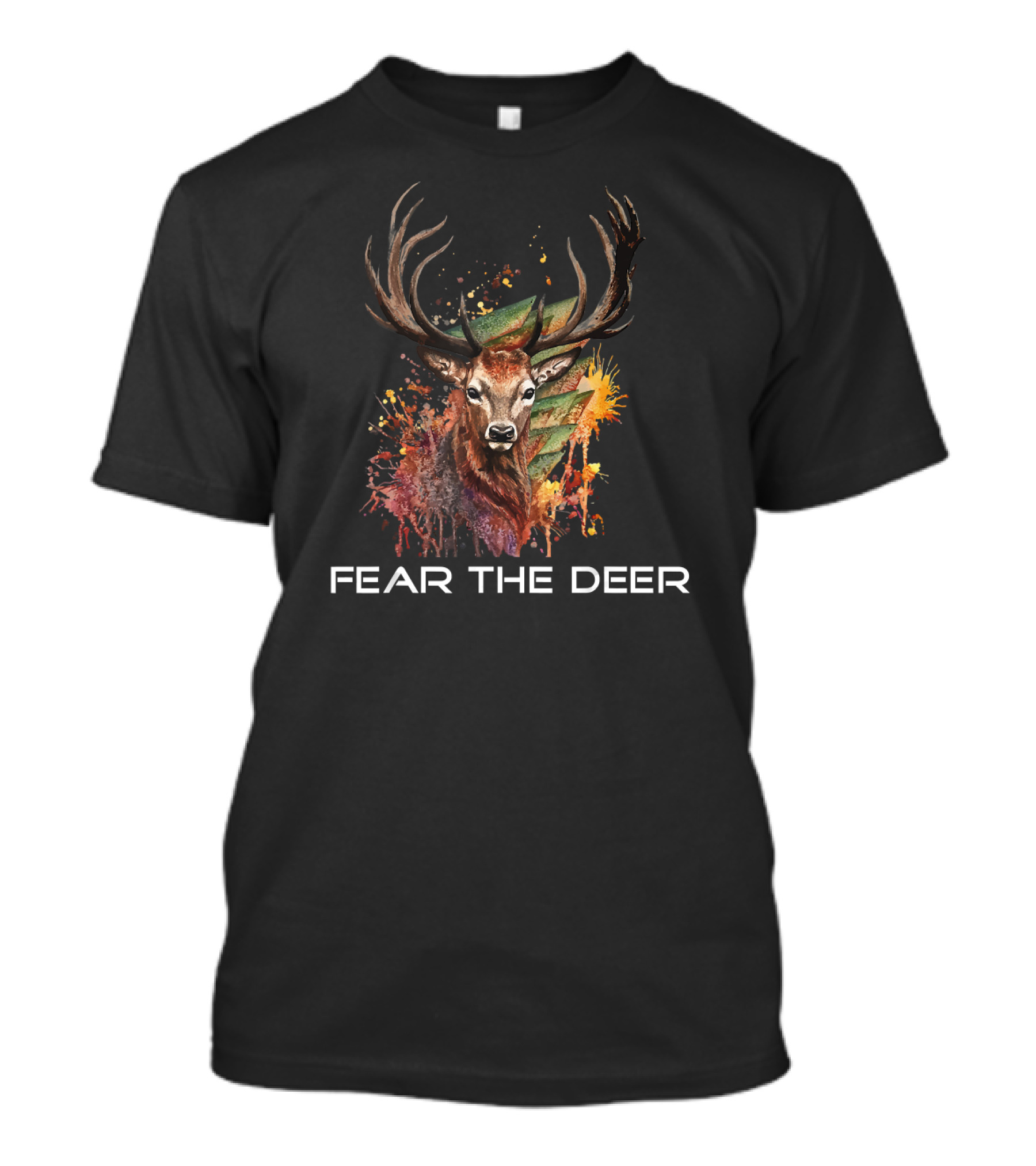 Fear The Deer Vibrant Stag Motif T-Shirt