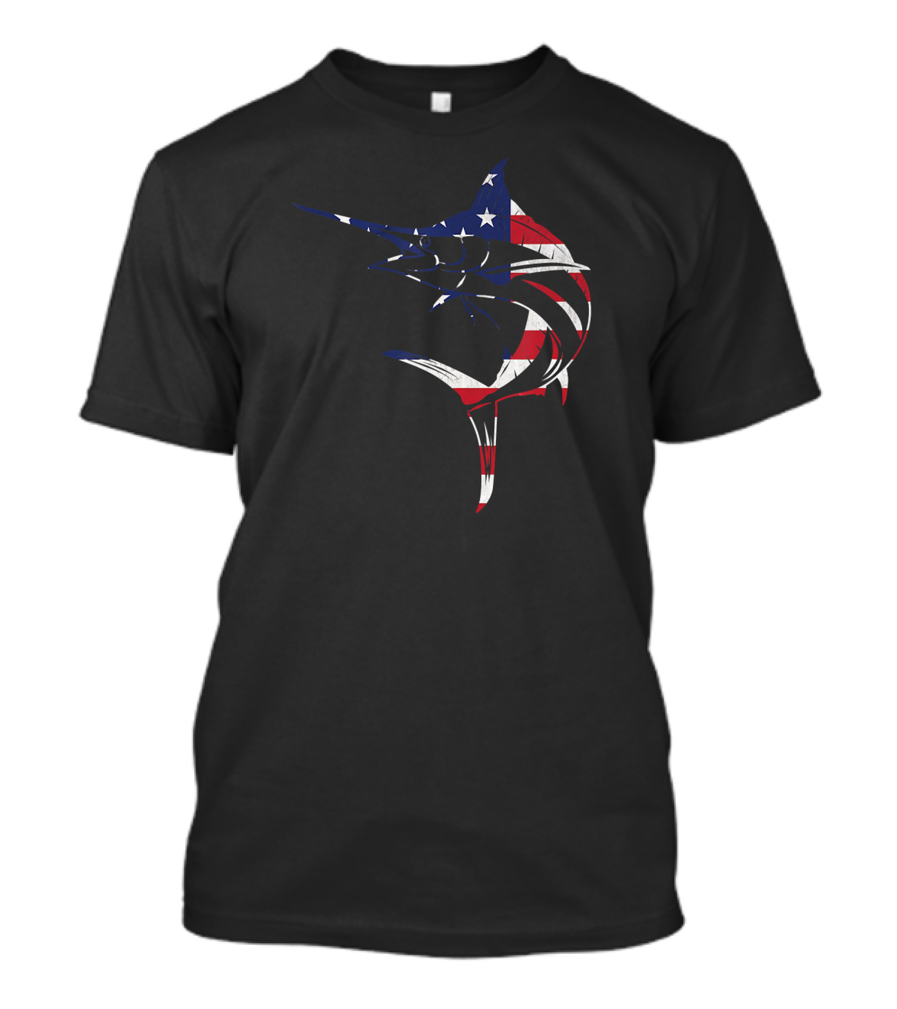 Fishing Blue Marlin American Flag Patriotic Fish T-Shirt