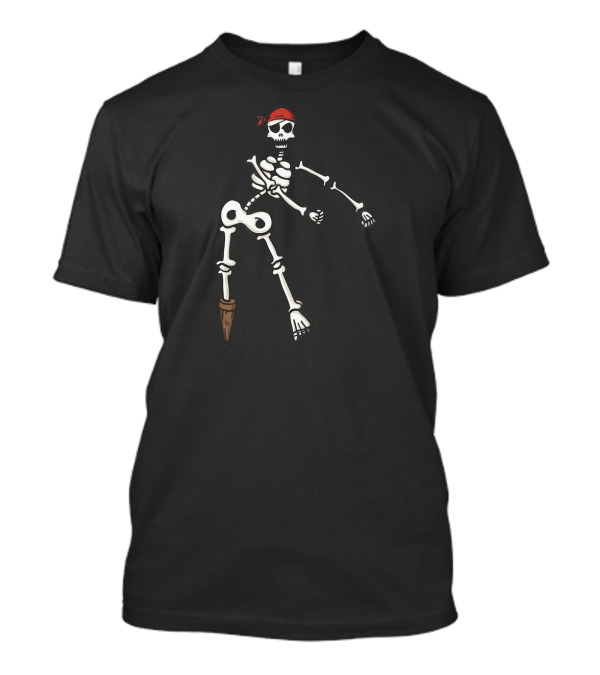 Floss Dance Pirate Skeleton With Red Bandana And Peg Leg T-Shirt
