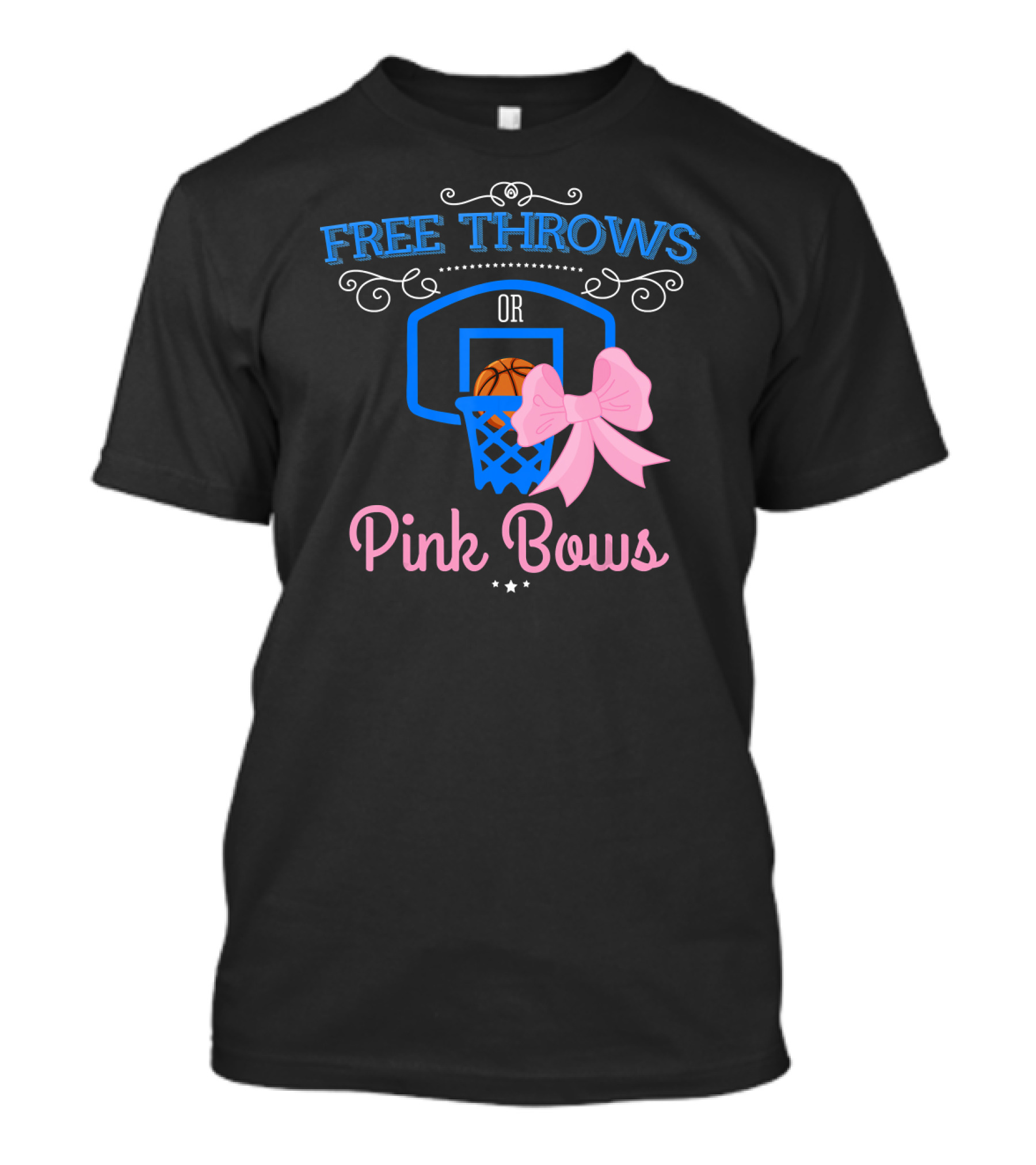 Free Throws Or Pink Bows Basketball Gender Reveal Party T-Shirt