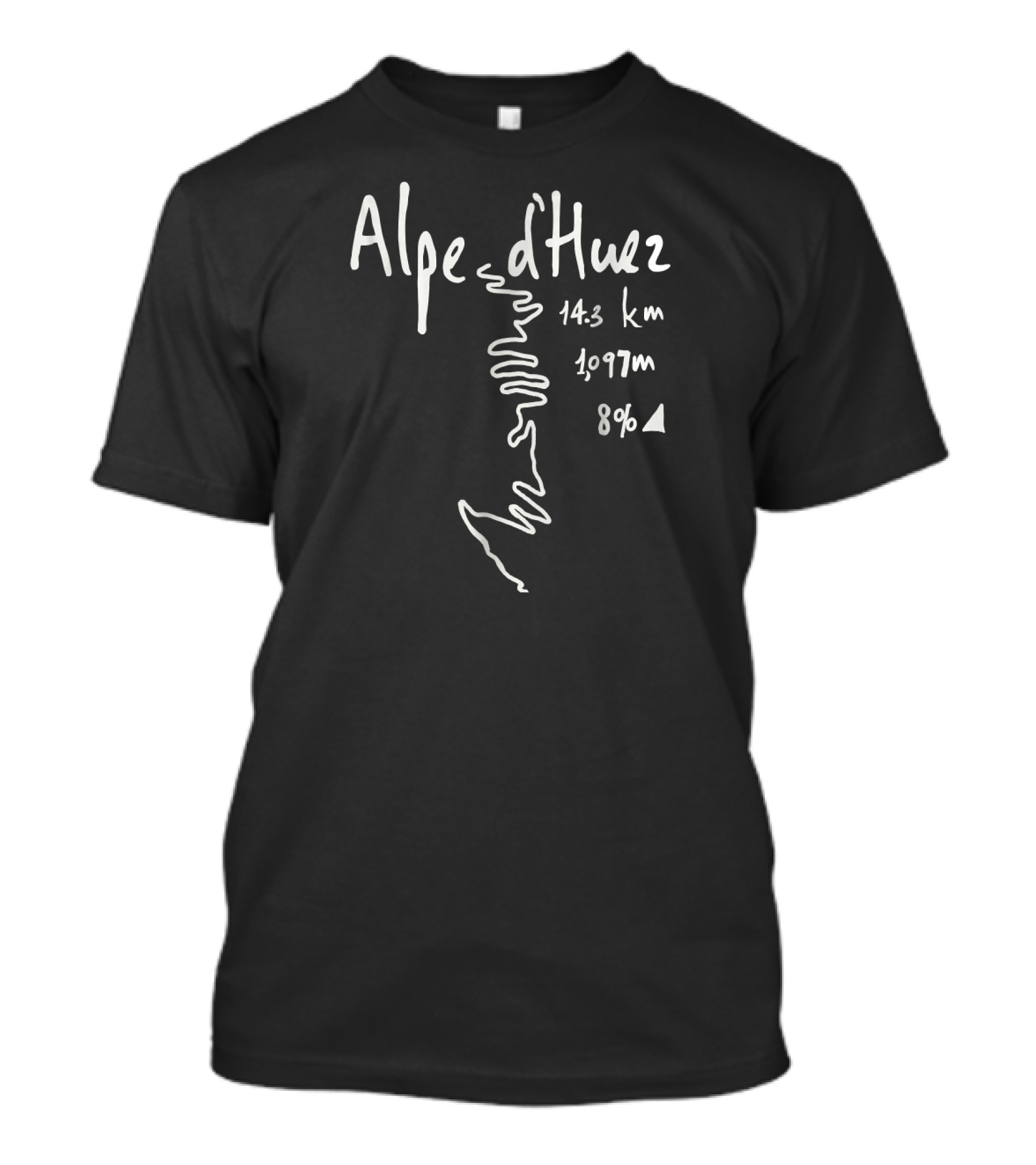 Alpe D'Huez 14.3 Km 1097m 8% Cycling Challenge T-Shirt