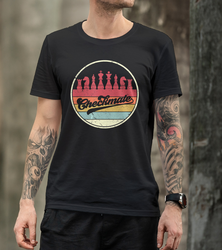 Checkmate Retro Chess Piece Circle T-Shirt