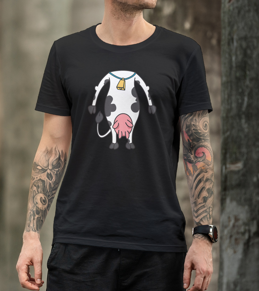 Funny Cow Costume Hilarious Easy Halloween Outfit With Bell And Udder T-Shirt