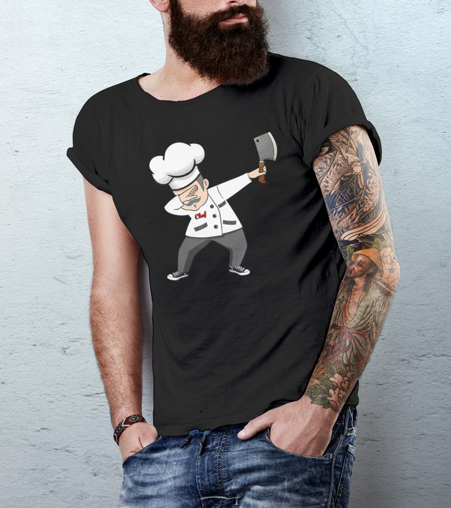 Dabbing Chef With Cleaver Funny Dab Chef Dad T-Shirt