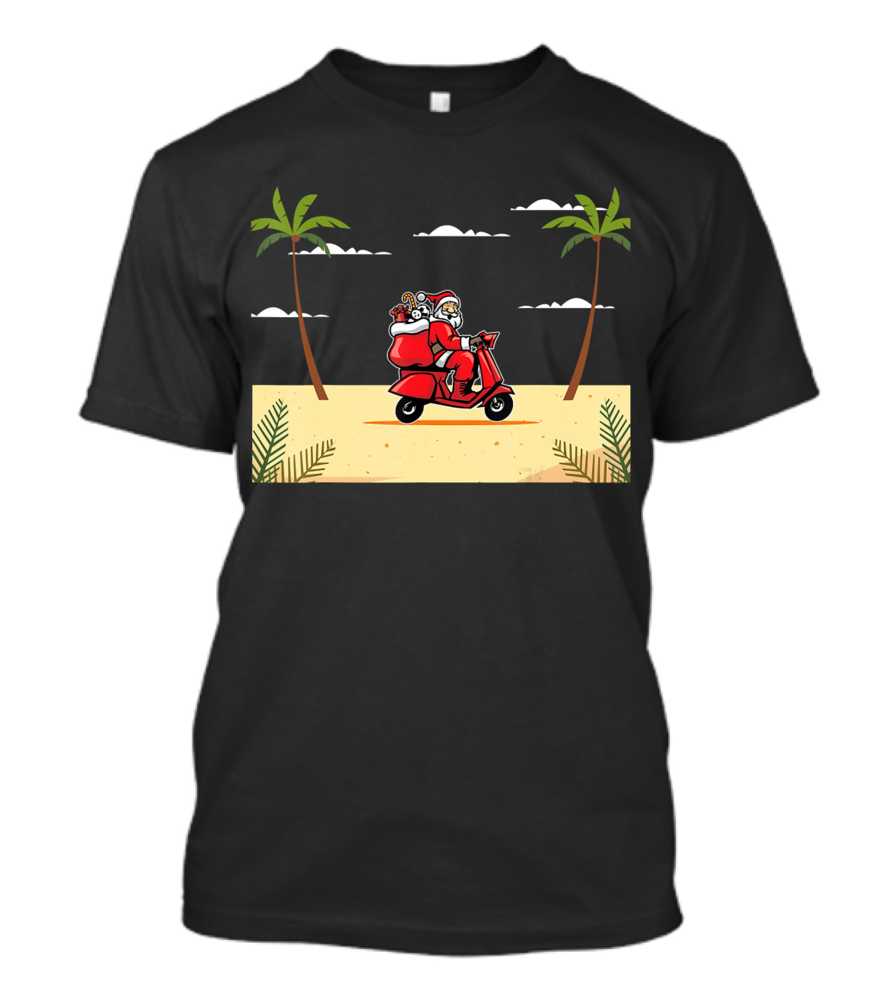 Funny Santa Ride The Motorcycle Beach Adventure T-Shirt