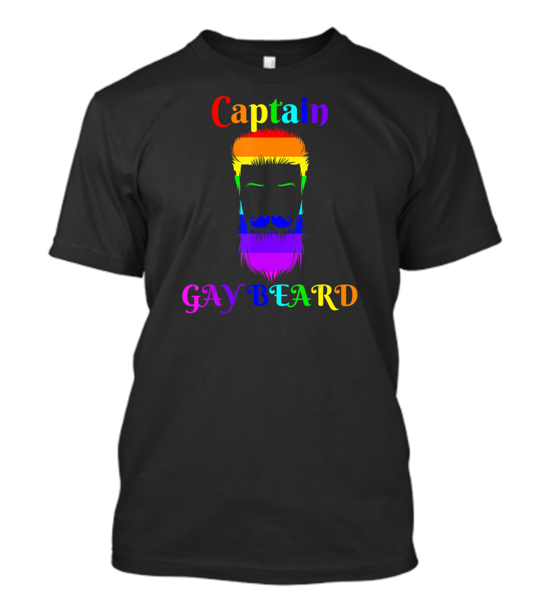 Captain Gay Beard Rainbow Funny Pride T-Shirt