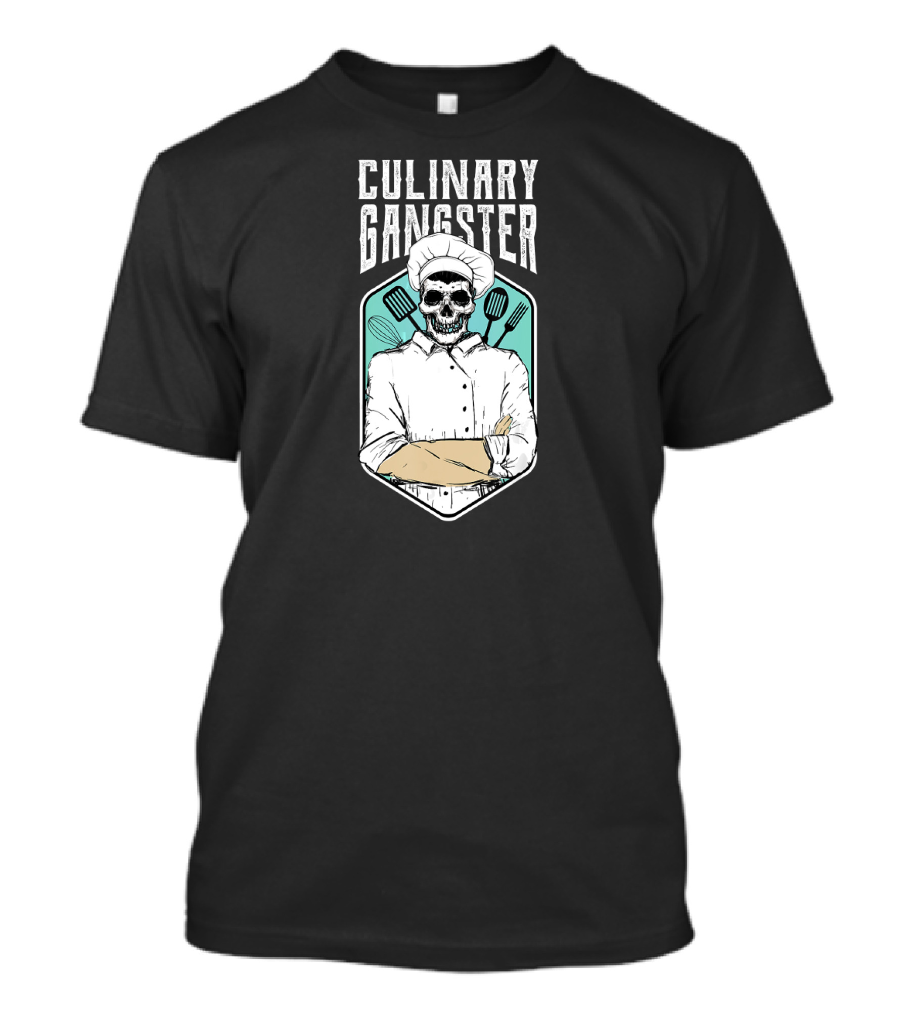 Culinary Gangster Chef Skull With Utensils T-Shirt