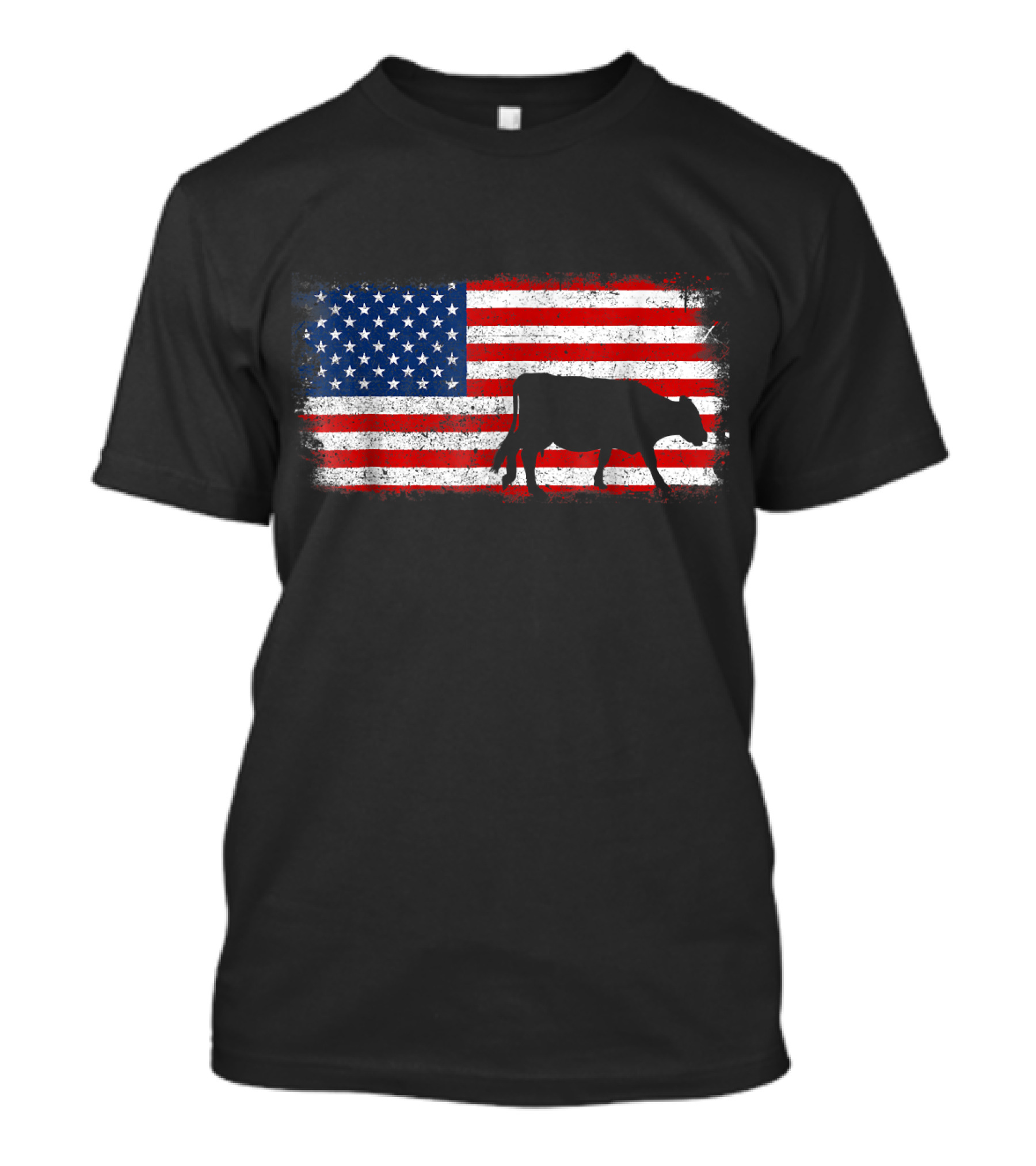 HEREFORD COW American Flag Silhouette USA Patriotic T-Shirt