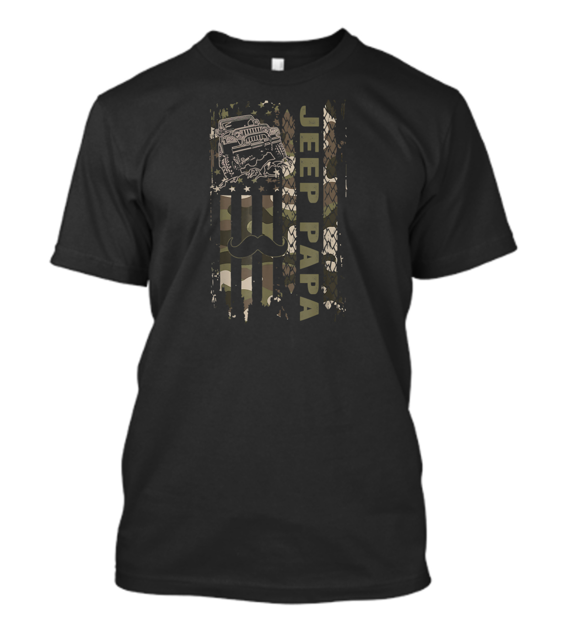 Jeep Papa American Flag Camouflage Beard T-Shirt