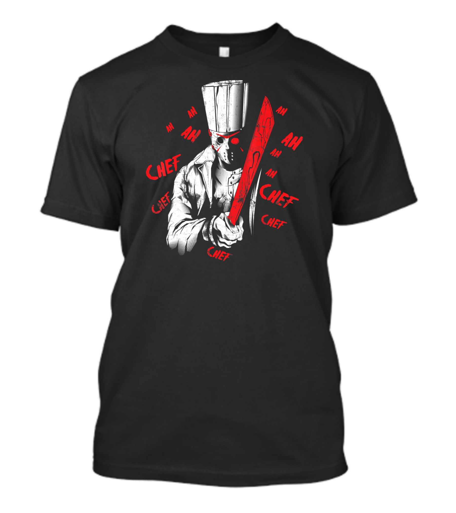 Killer Chef Jason Horror Parody With Machete And Chilling Text T-Shirt