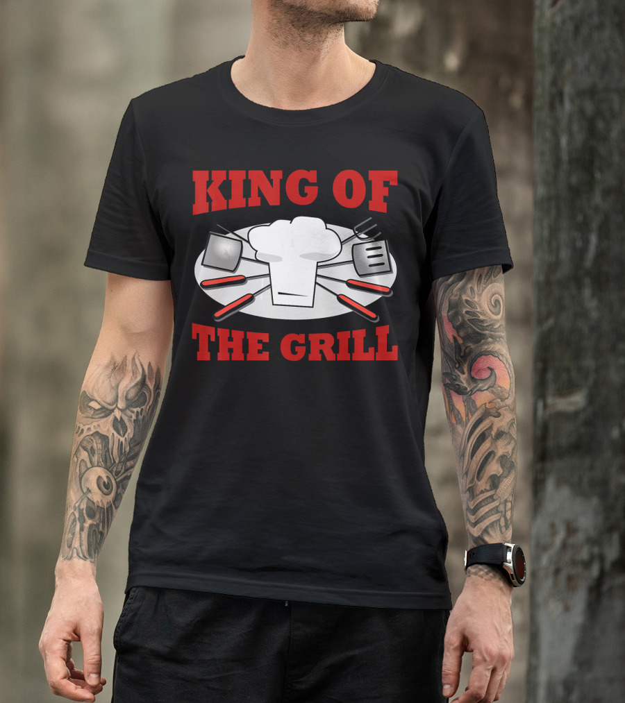 KING OF THE GRILL Chef Hat Spatula Fork Utensils T-Shirt