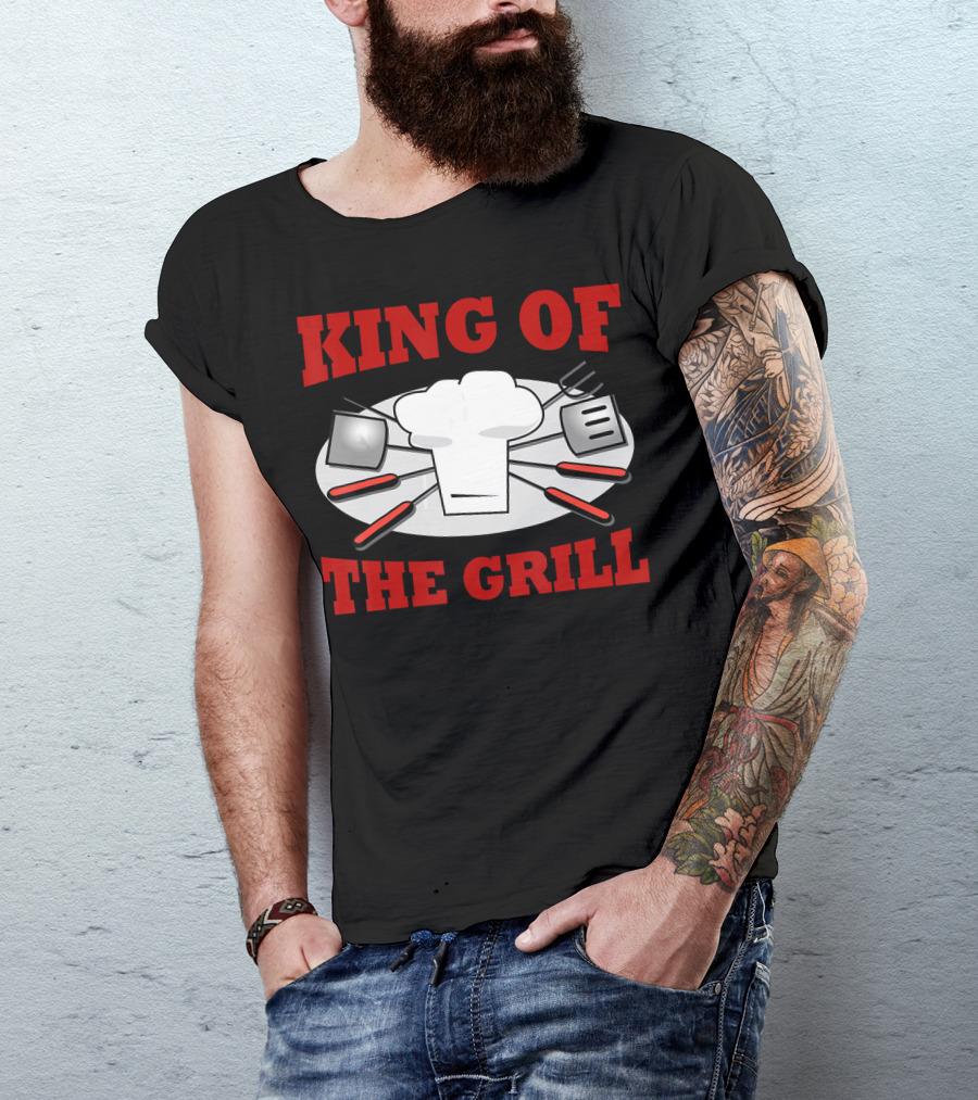 KING OF THE GRILL Chef Hat Spatula Fork Utensils T-Shirt