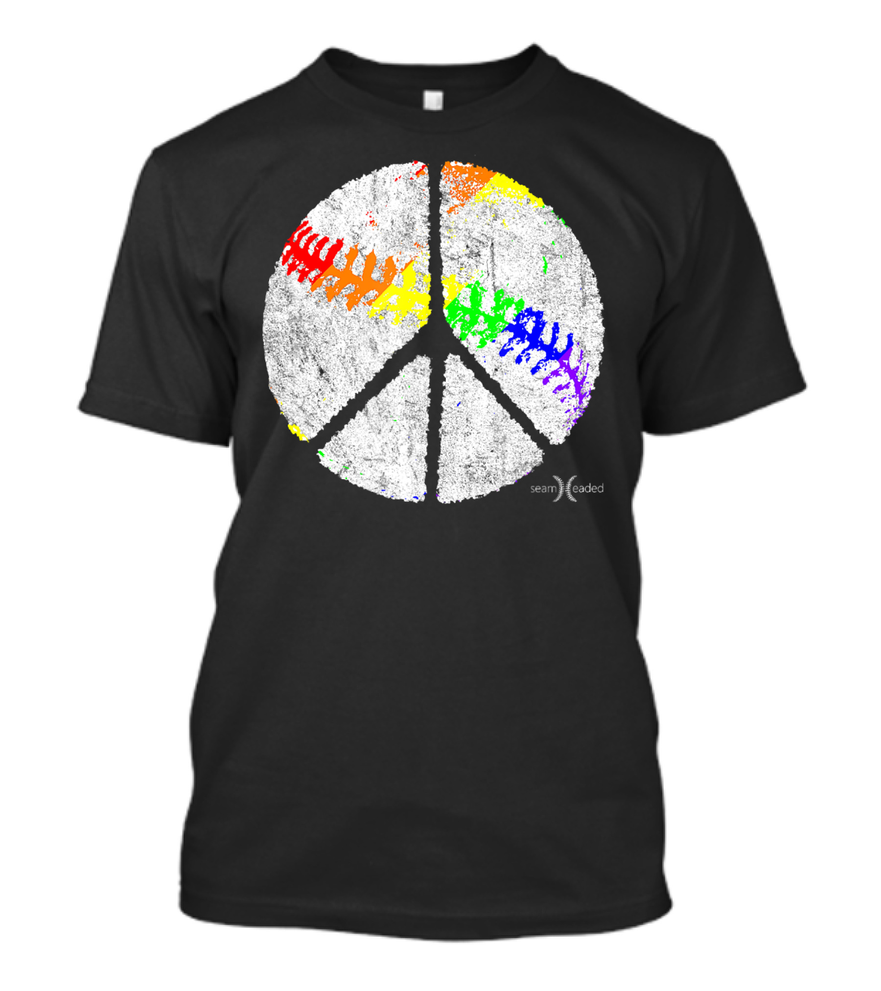 LGBT Vintage Peace Rainbow Baseball Seamheaded T-Shirt