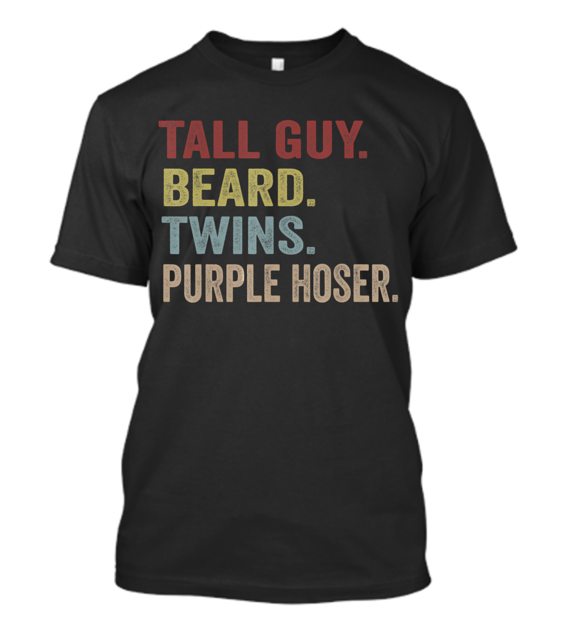 Mens Tall Guy Beard Twins Purple Hoser Ret T-Shirt