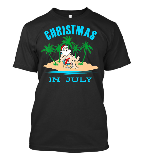 Christmas In July Funny Santa Palm Island Relaxation T-Shirt