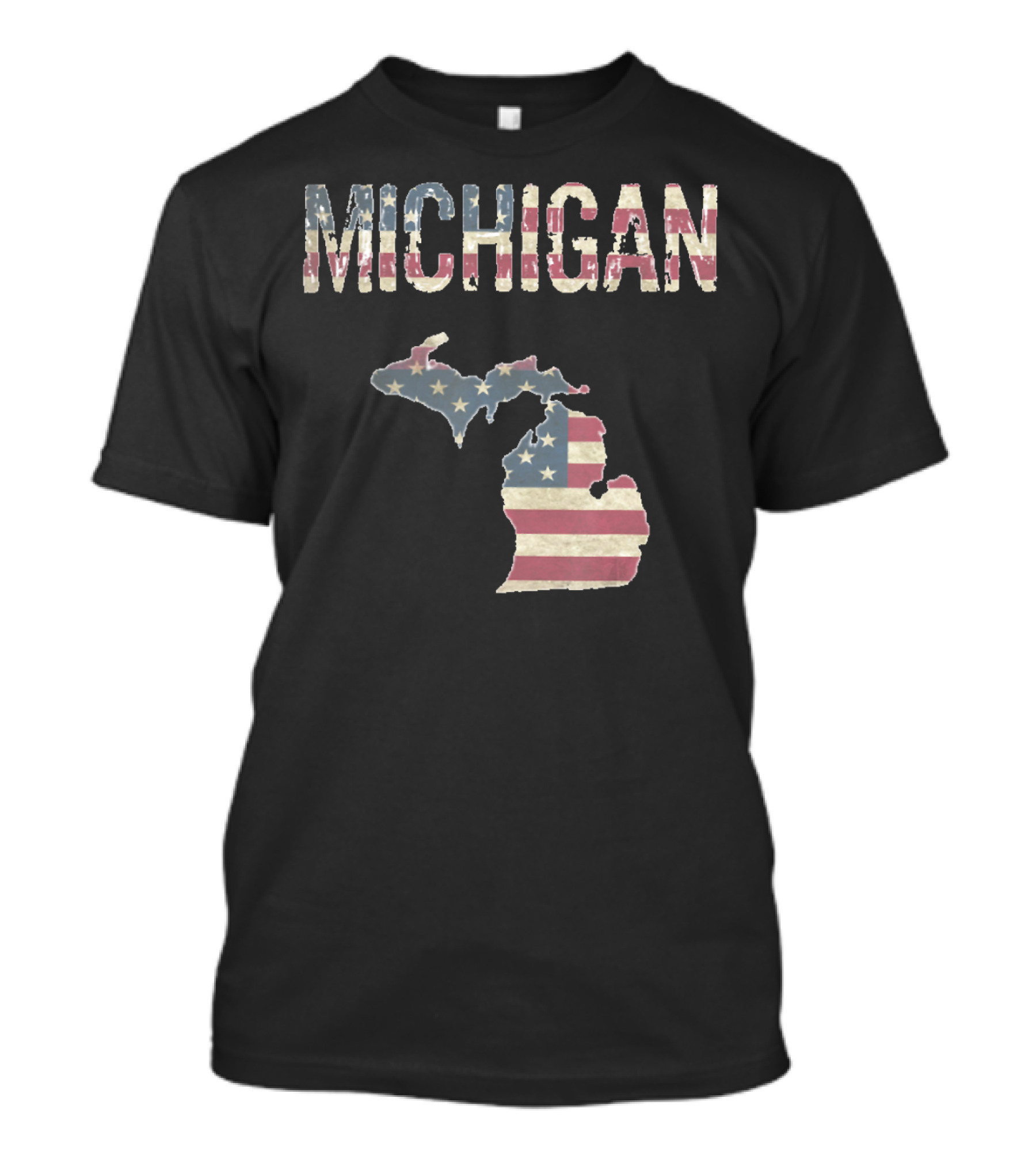 Michigan Independence Day USA Flag Map T-Shirt