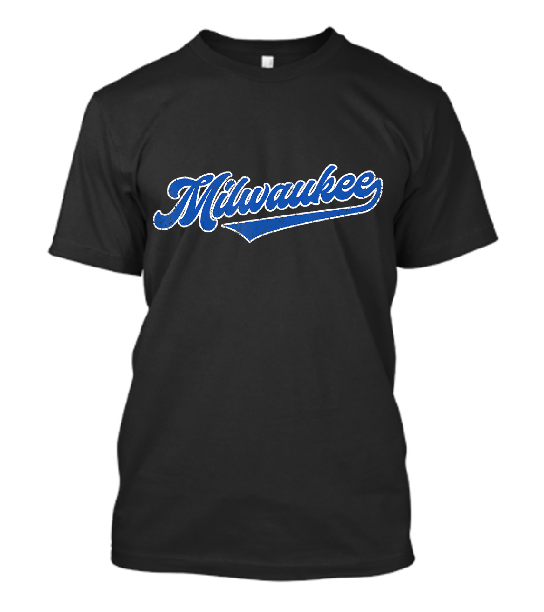 Milwaukee Script Blue Baseball Brewer T-Shirt