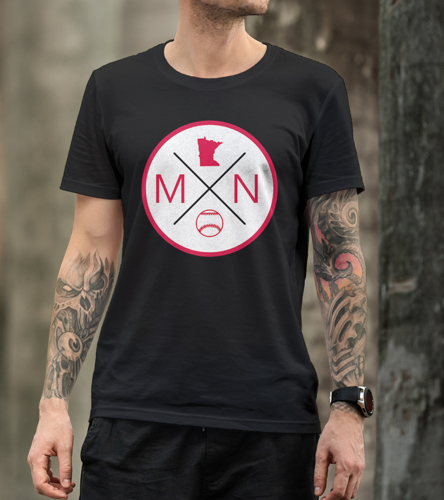 MN State Map Outline Baseball Minnesota Premi T-Shirt