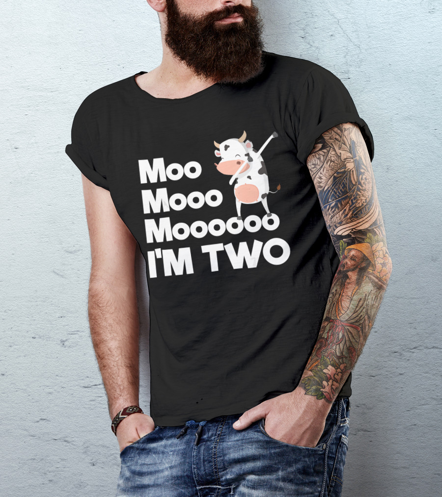 Moo Mooo Mooooo I'm Two 2nd Birthday Cute Funny Cow Dab T-Shirt