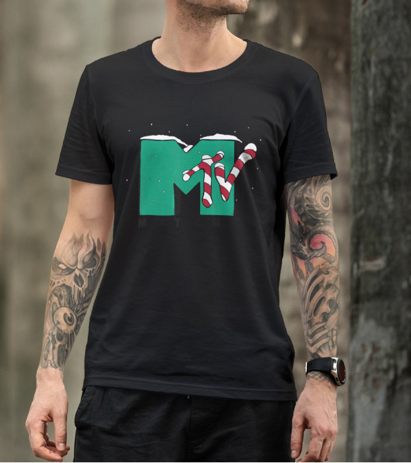 MTV Music Television Christmas Candy Cane T-Shirt