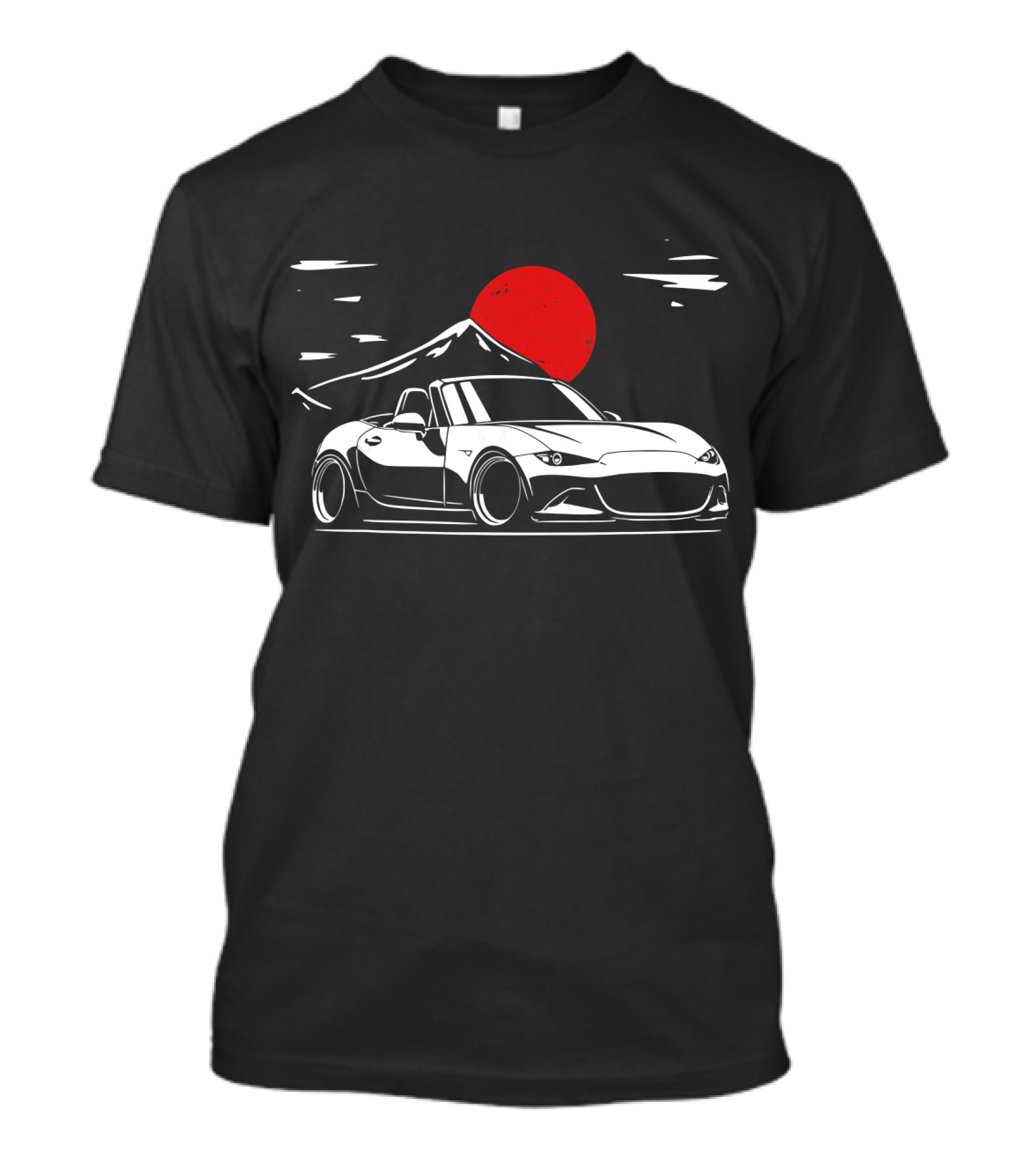 MX Roadster JDM Japanese Sun Car Tuning With Mountain Backdrop T-Shirt