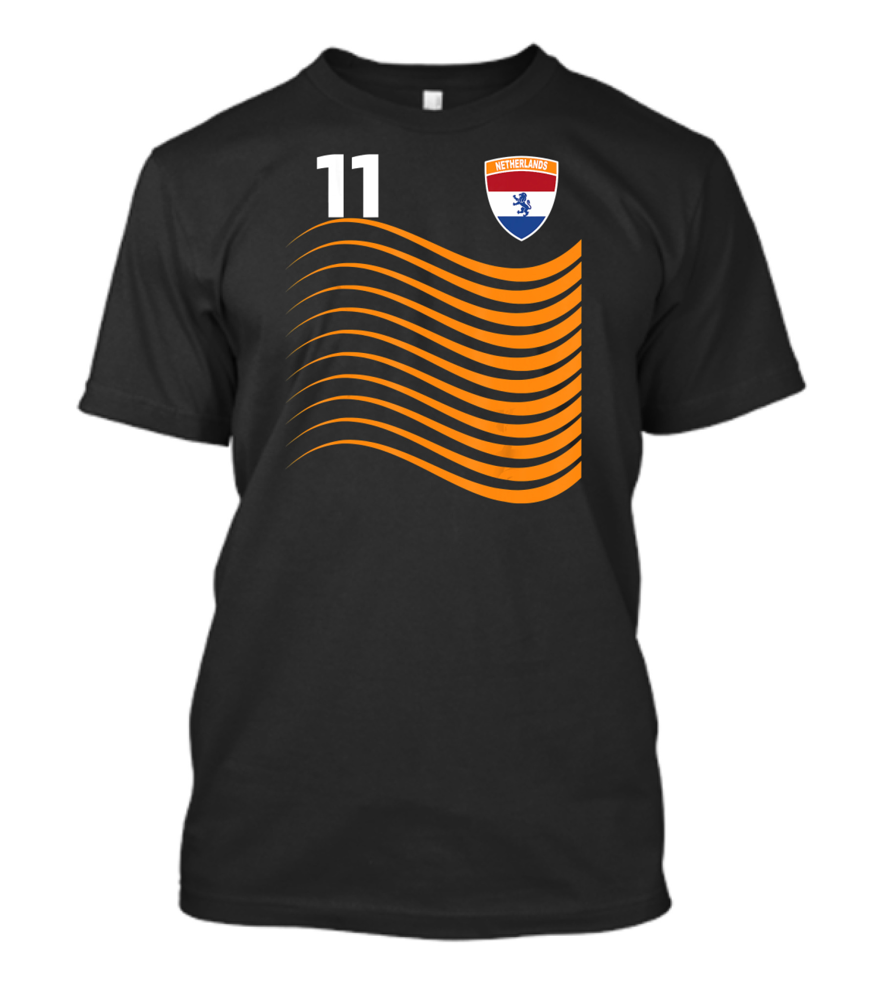 Netherlands Soccer Jersey Nederland Footb 11 Wavy Lines Iconic Crest T-Shirt