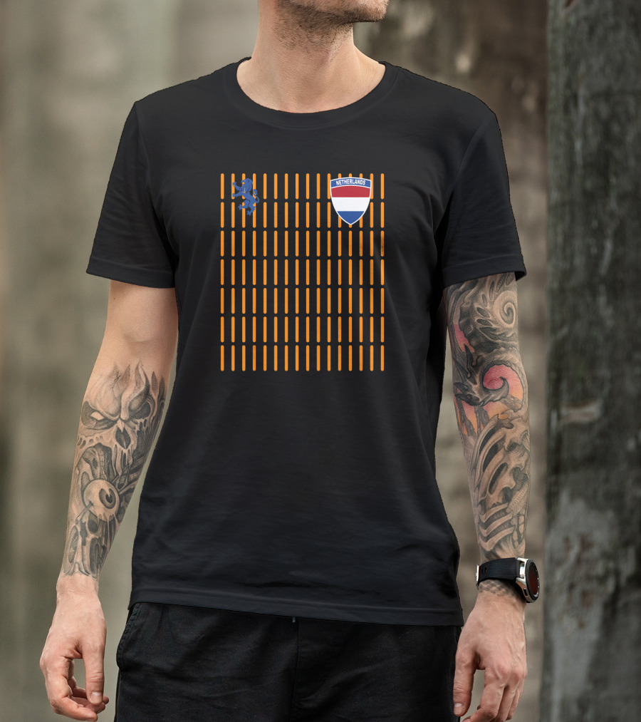 Netherlands Soccer Jersey Nederland Football Orange Stripe Lion Shield T-Shirt