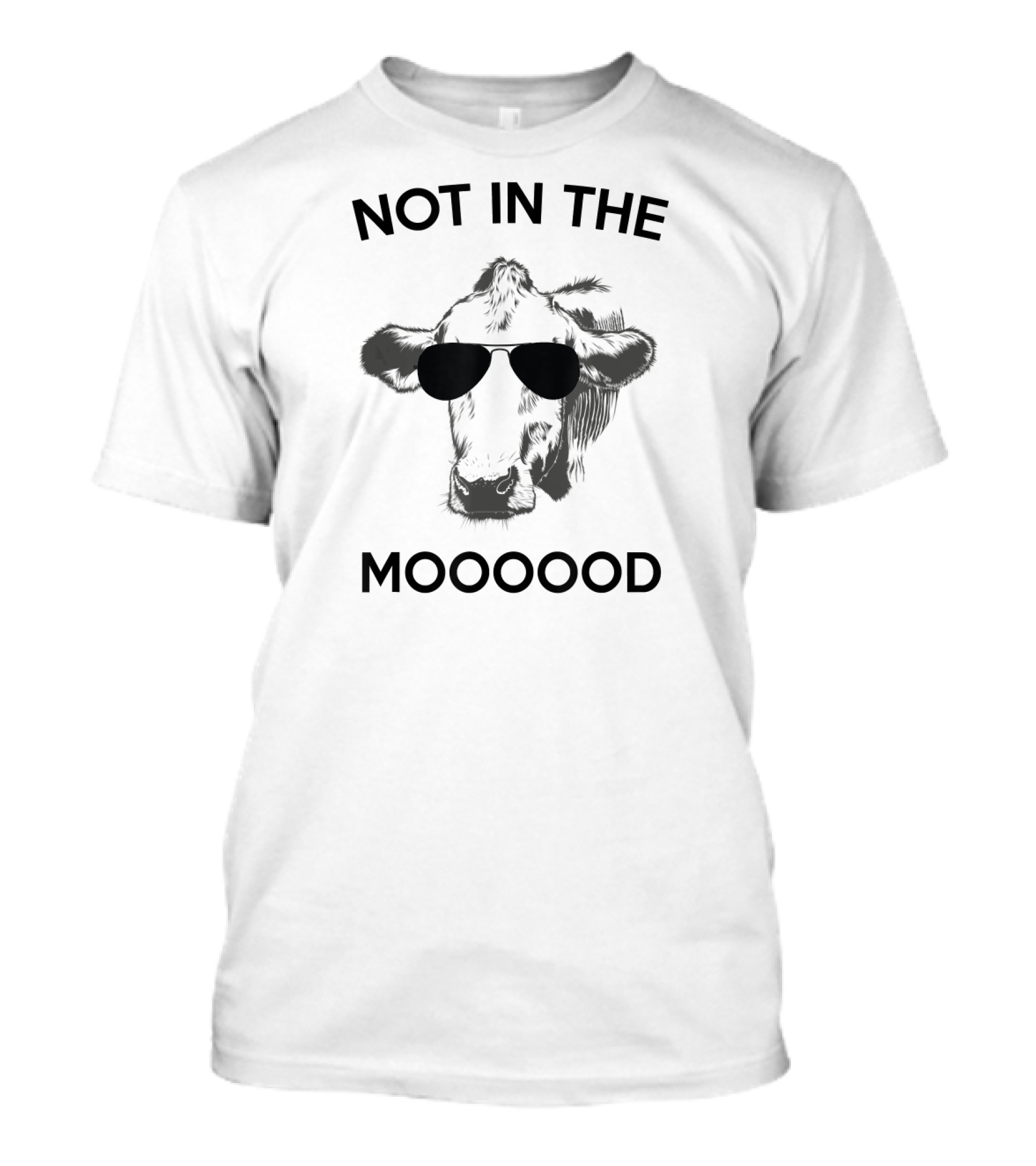 Not In The Moooood Funny Cow Glasses Hipster T-Shirt