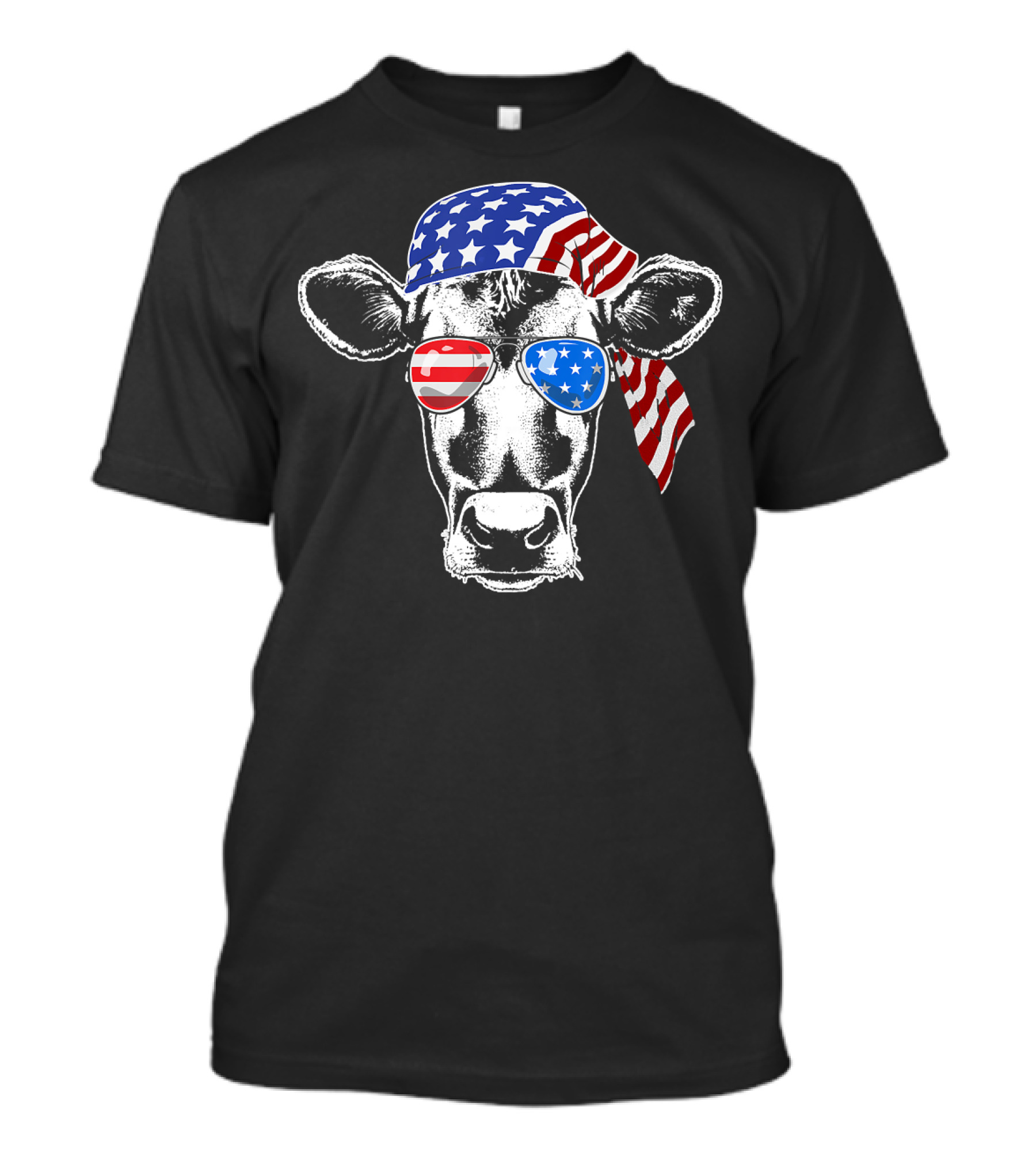 Patriotic Cow With American Flag Bandana And Sunglasses 4th Of July America T-Shirt