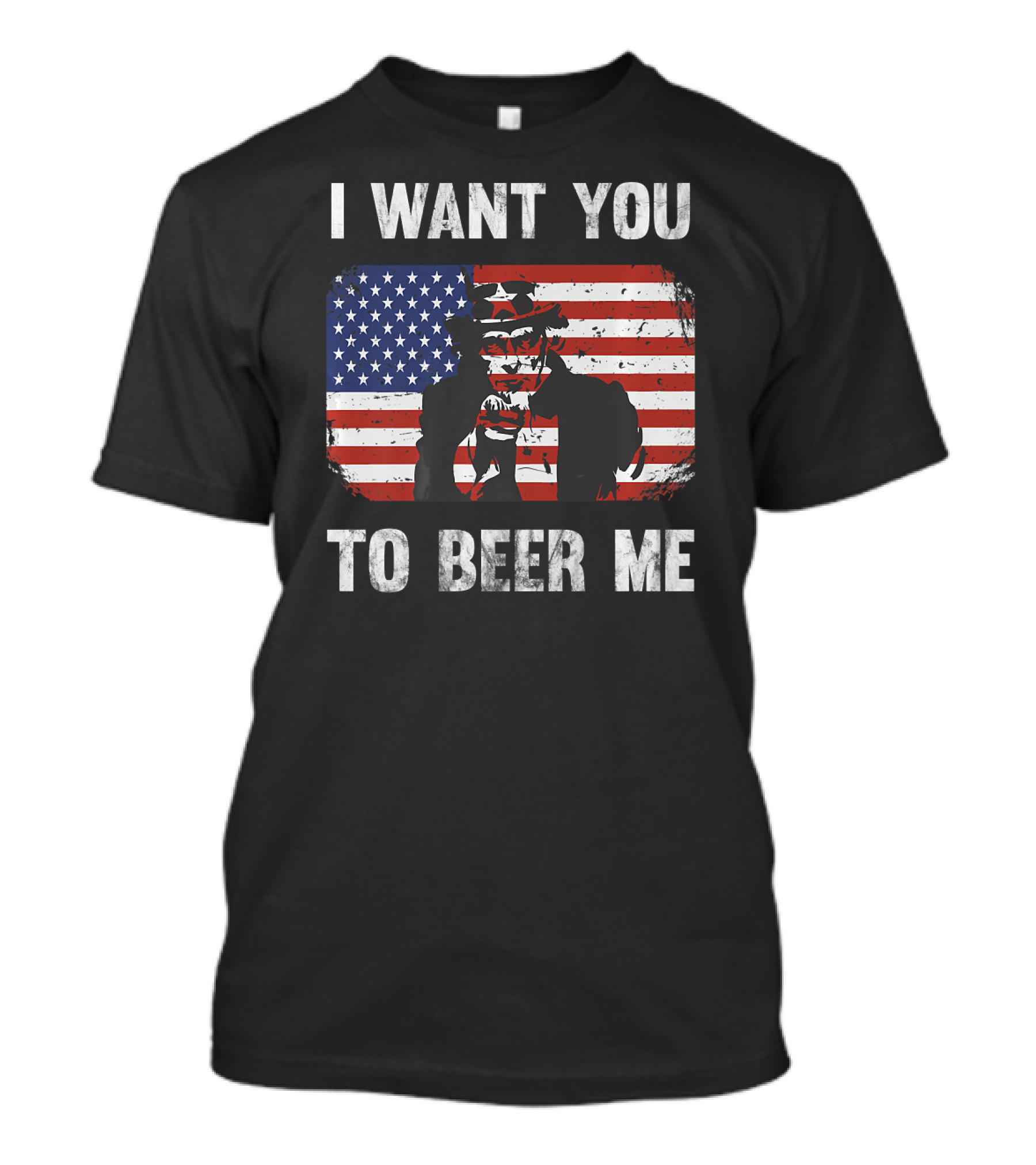 Patriotic I Want You To Beer Me Funny Uncle Sam US Flag T-Shirt