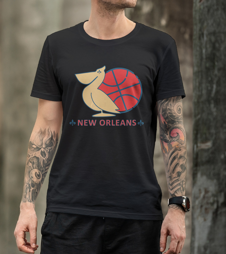 New Orleans Pelican Fleur De Lis Basketball T-Shirt