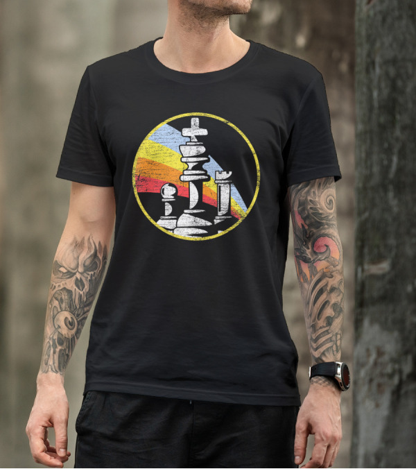 Retro Chess Vintage Rainbow Circle T-Shirt