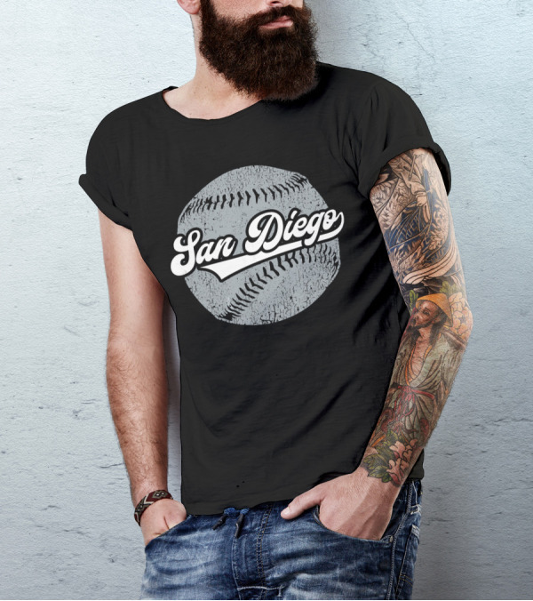 San Diego Baseball Cali Pride Padre Vinta Vintage Baseball T-Shirt