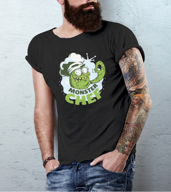Monster Chef Stylized Green Tentacled Monster With Hat T-Shirt