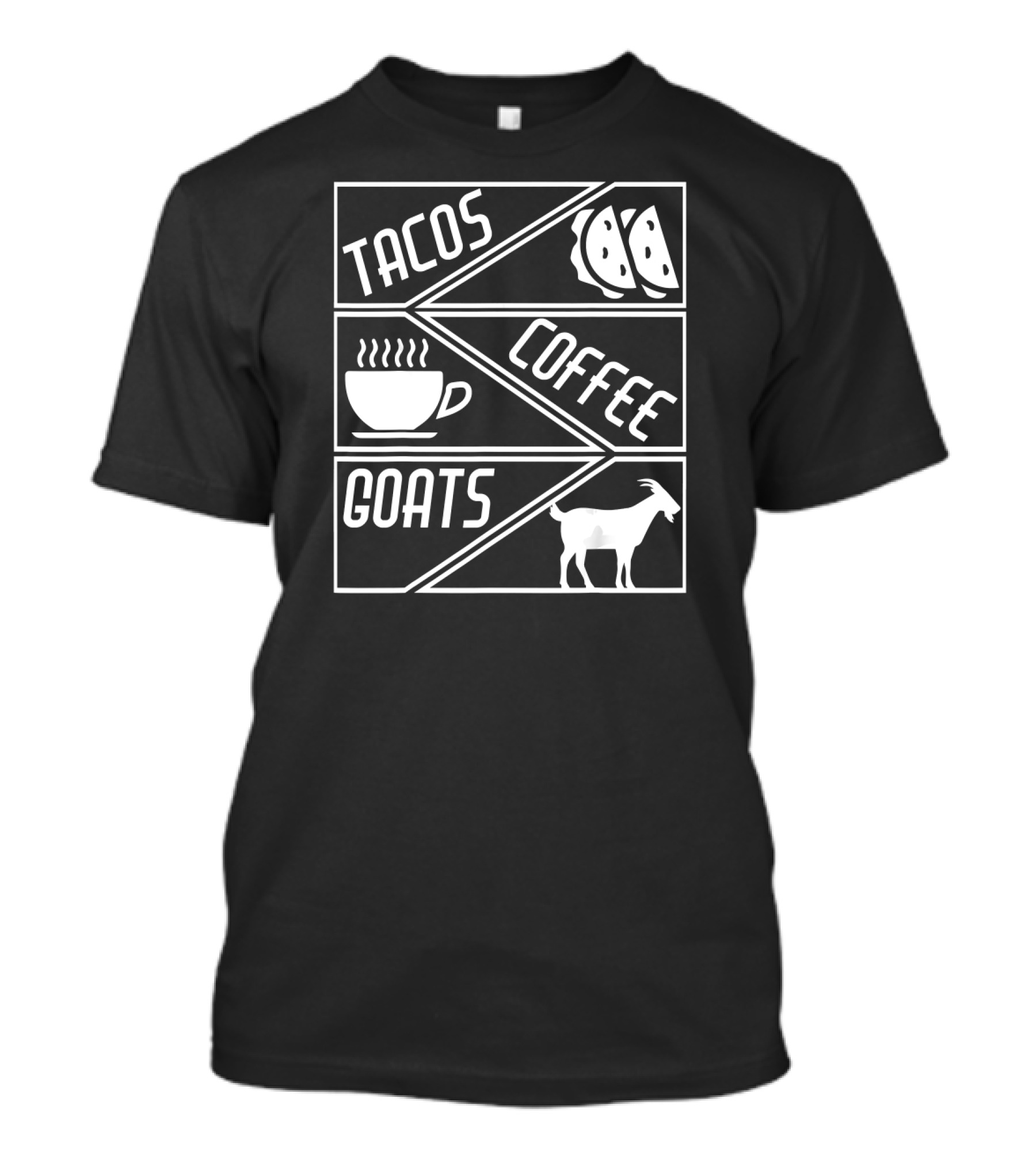 Tacos Coffee Goats Funny Pet Lover Food Animal Humor T-Shirt