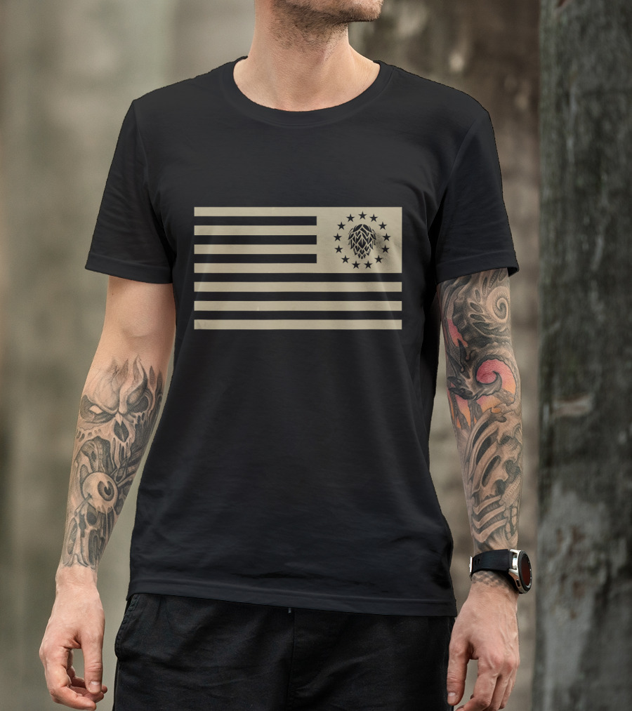 Tactical Hops Craft Beer Flag Patch With Military Style Elements T-Shirt