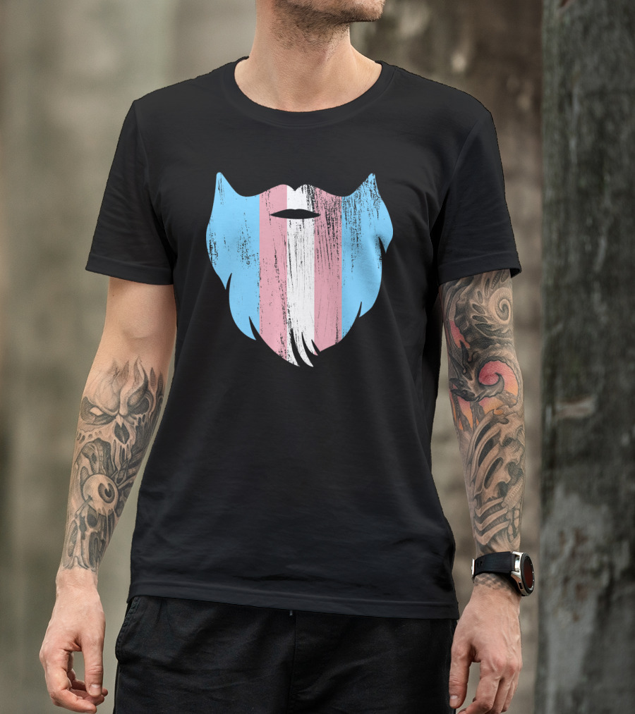 Transgender Pride Flag Beard LGBT T-Shirt