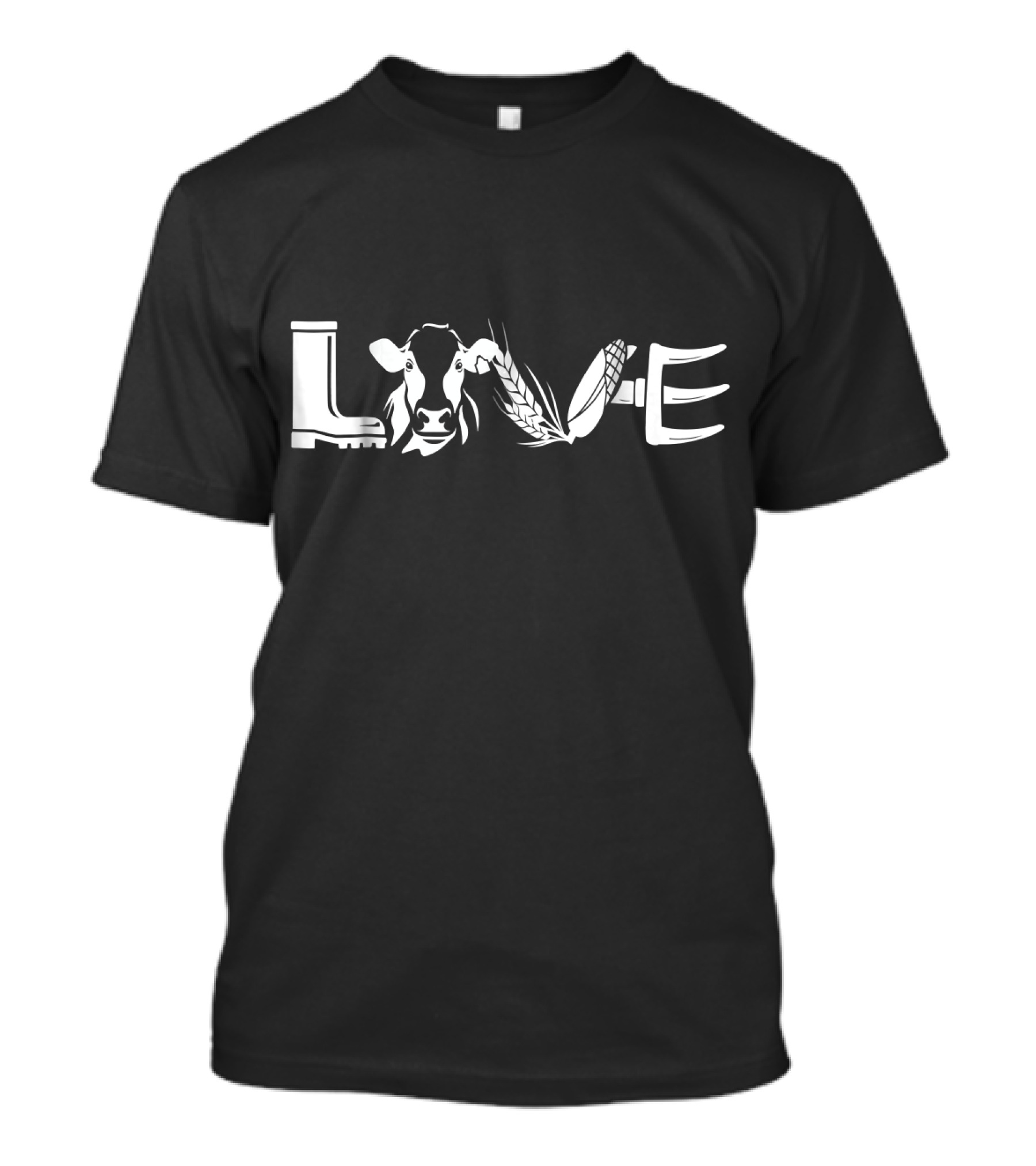 LOVE COW Boot Wheat Fork Cow Face T-Shirt
