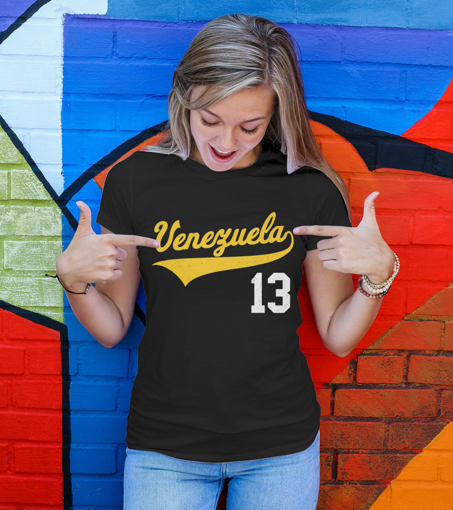 Venezuela Baseball Script Retro 13 T-Shirt